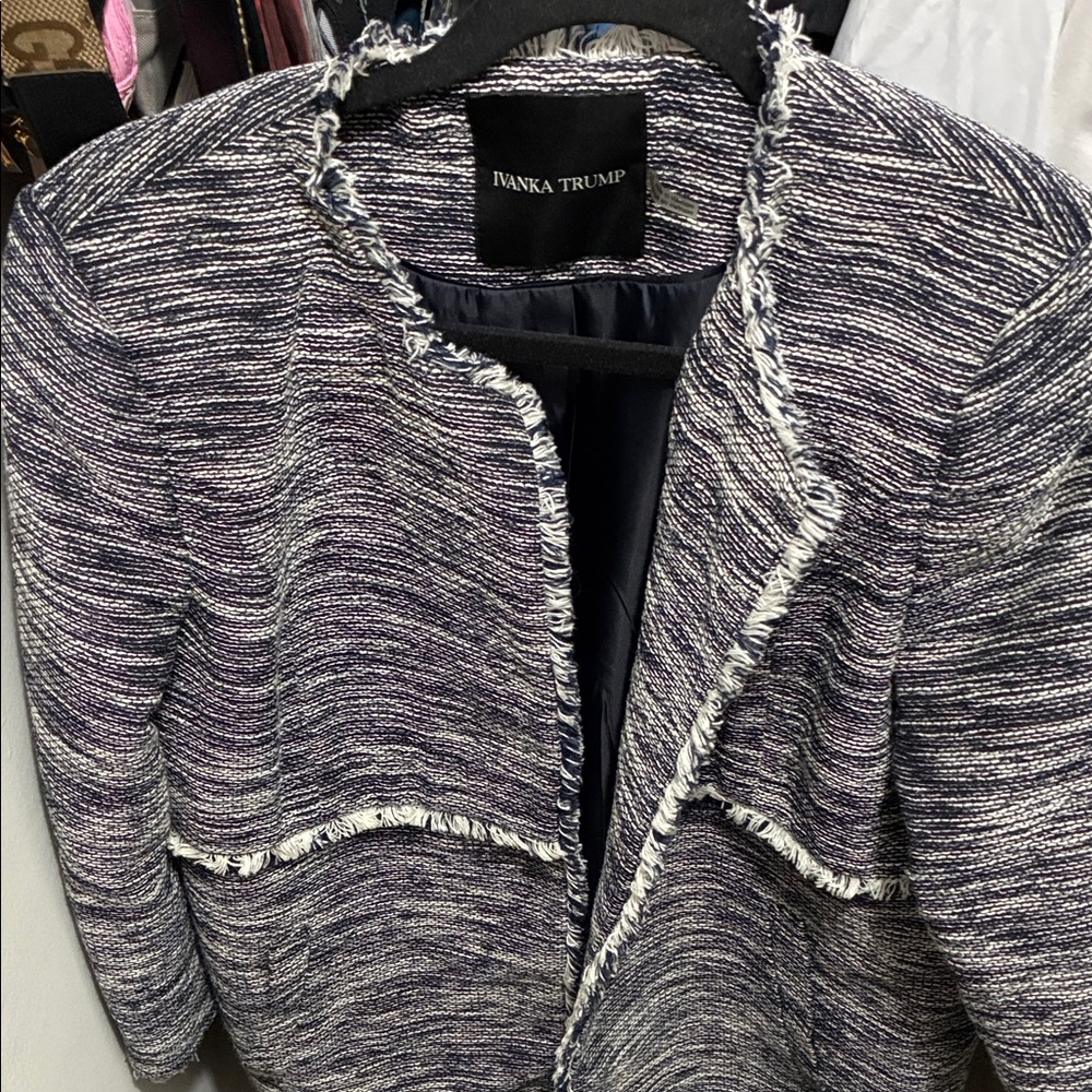 Ivanka Trump Women's Textured Black and White Blazer